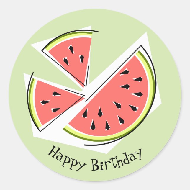 Sticker Rond Watermelon Green Pièces Joyeux Anniversaire toute  (Devant)