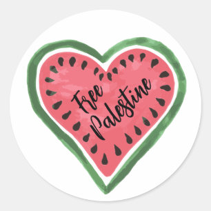 Sticker Rond Watermelon Heart "Free Palestine"