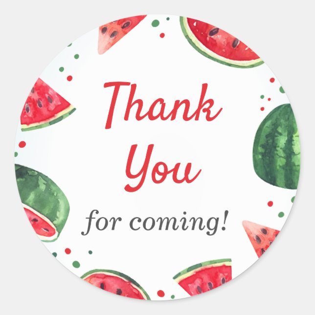 Sticker Rond Watermelon Melon Summer Party Merci Cadeau Favoris (Devant)