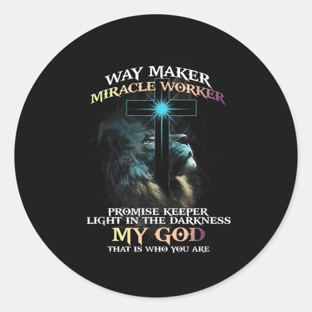 Sticker Rond Way Maker Miracle Worker Promise Keeper Light In D (Devant)