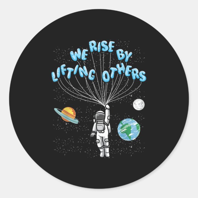 Sticker Rond We Rise Motivational Quote - Clic Fit, Short Sleev (Devant)