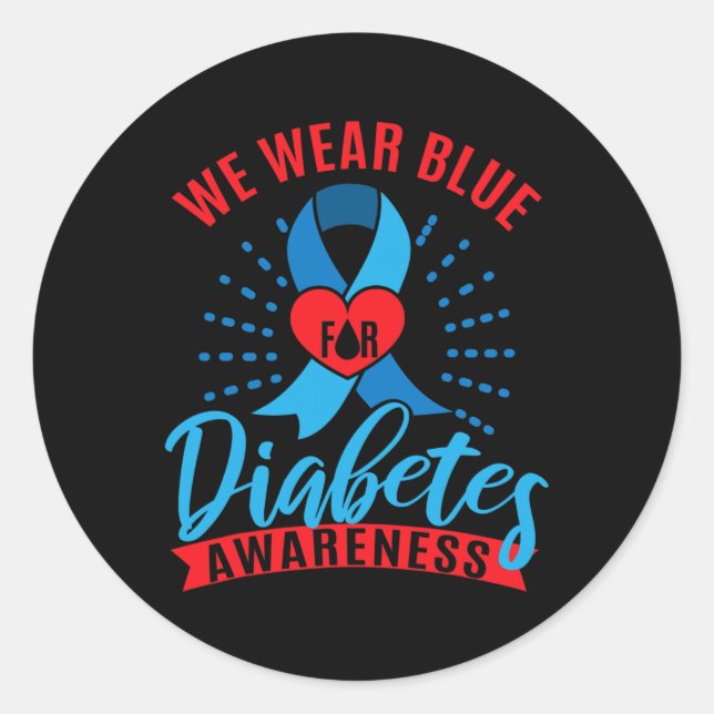 Sticker Rond We Wear Blue For Diabetes Awareness  (Devant)