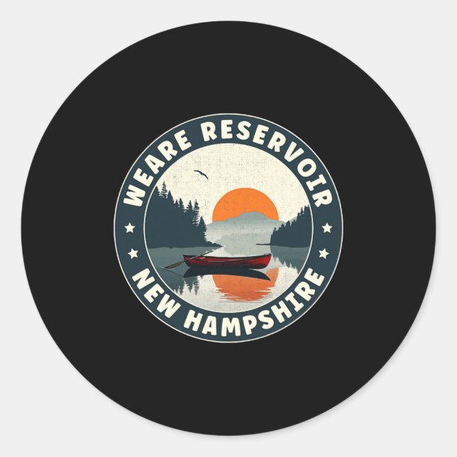 Sticker Rond Weare Reservoir New Hampshire Sunset T Shirt  (Devant)