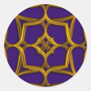 Sticker Rond Weave Celtique Or Sur Arrière - plan Violet