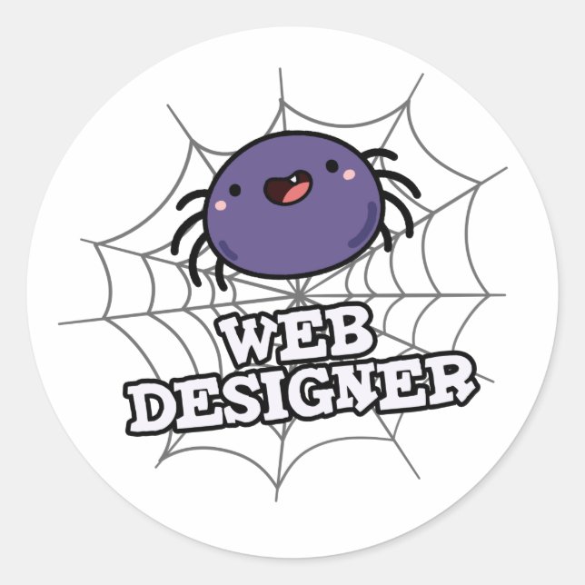 Sticker Rond Web Designer Funny Spider Pun (Devant)