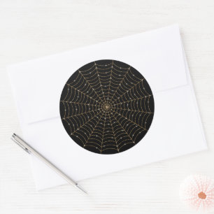 Sticker Rond Web Gold Parties scintillant Spider