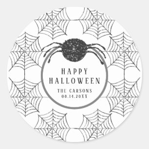 Sticker Rond Web Halloween moderne Black Spider moderne