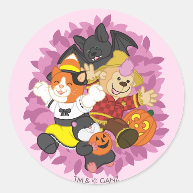 Sticker Rond Webkinz Halloween Animaux Surprise (Devant)