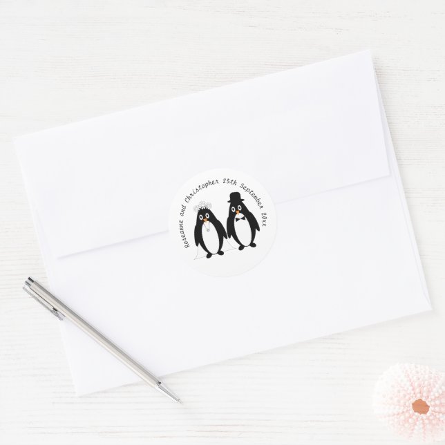 Sticker Rond Wedding du Pingouin (Enveloppe)