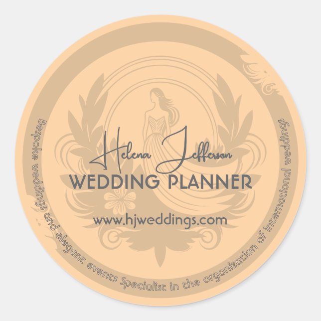 Sticker Rond Wedding planner du logo Motif de Pêche moderne (Devant)