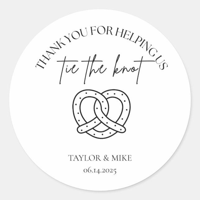 Sticker Rond Wedding Pretzel Favor Bags Personalized (Devant)