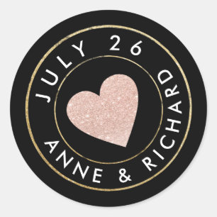 Sticker Rond wedding rose love heart circle_stamp
