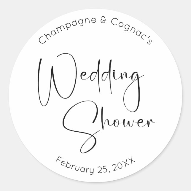 Sticker Rond Wedding shower de script moderne (Devant)