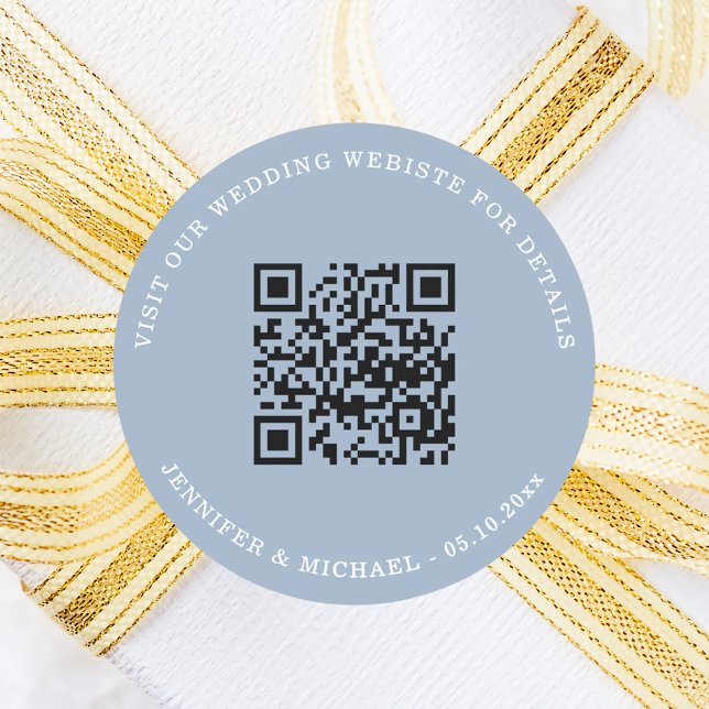 Sticker Rond Wedding website QR details information rsvp blue (Créateur téléchargé)
