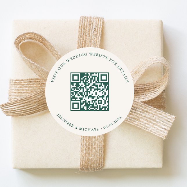 Sticker Rond Wedding website QR details information rsvp ivory (Créateur téléchargé)