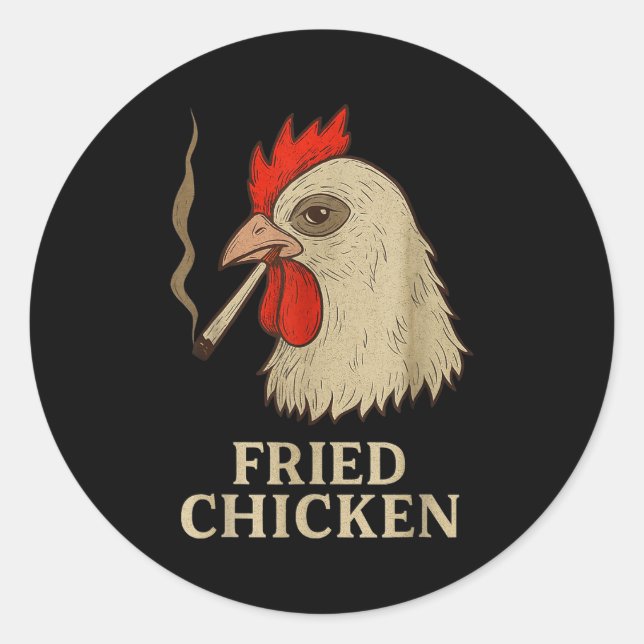 Sticker Rond Weed Meme Funny Fried Chicken Smoking  (Devant)