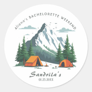 Sticker Rond Week-end de camping simple pour enterrement de vie