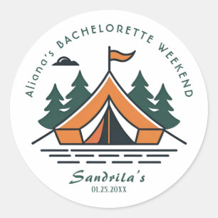 Sticker Rond Week-end de camping simple pour enterrement de vie