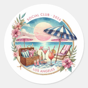 Sticker Rond Week-end de célibataire Beach Social Club sur mesu