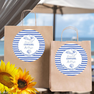 Sticker Rond week-end de célibataire Cowgirl Côtière imprimé