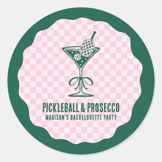 Sticker Rond Week-end de célibataire Pickleball Moderne & Prose (Devant)