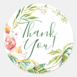 Sticker Rond Week-end de fête de plage de Bachelorette Tropical