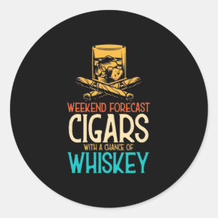 Sticker Rond Weekend Cigars With A Chance Of Whiskey