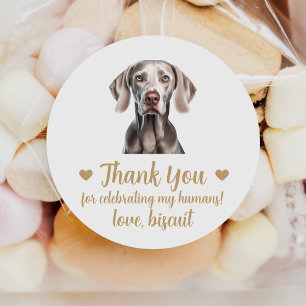 Sticker Rond Weimaraner personnalisé Chien Mariage Favoriser St