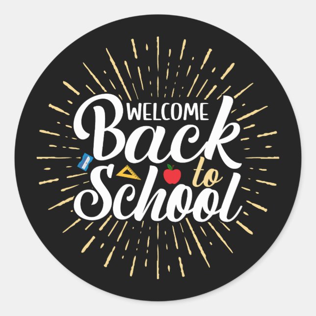 Sticker Rond Welcome Back To School First Day Of School (Devant)