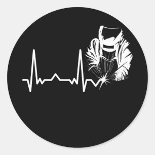 Sticker Rond Welder Welder Metalworker Heartbeat