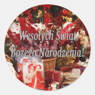 Sticker Rond Wesołych Świąt… ! Joyeux Noël dans le wf pol