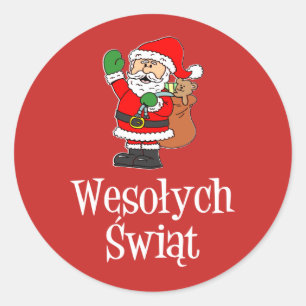 Sticker Rond Wesolych Swiat Polish Christmas