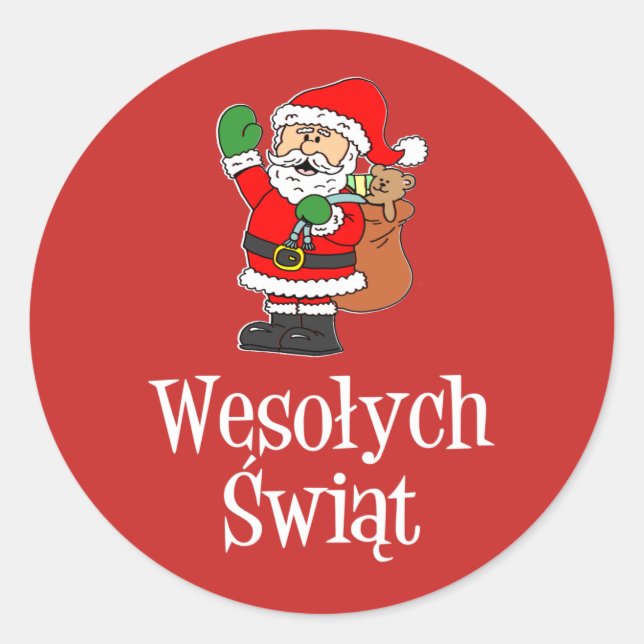 Sticker Rond Wesolych Swiat Polish Christmas (Devant)