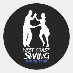 Sticker Rond West Coast Swing Dance depuis 1950 - West Coast Sw