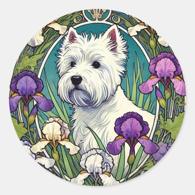 Sticker Rond West Highland Terrier Westie (Devant)