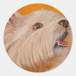 Sticker Rond West Highland White Terrier Portrait