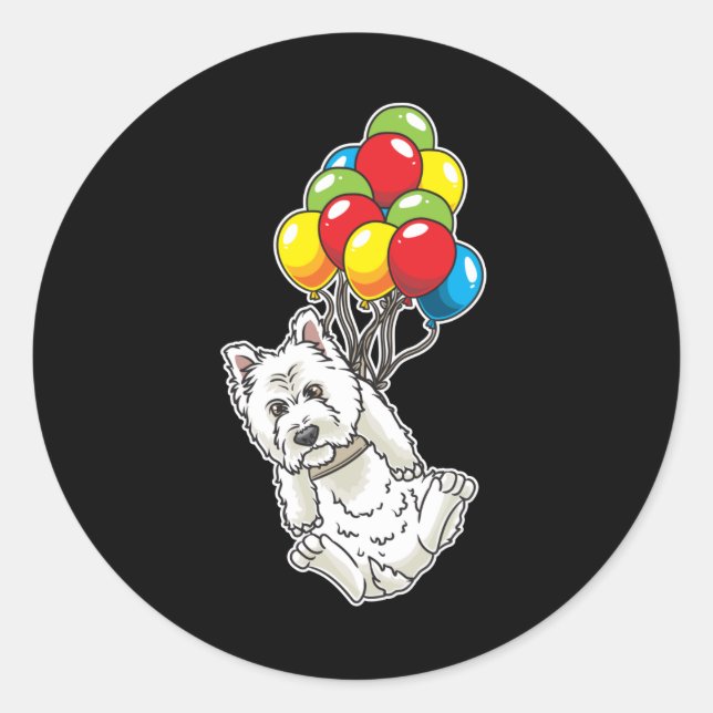 Sticker Rond West Highland White Terrier Westie Cadeaux (Devant)