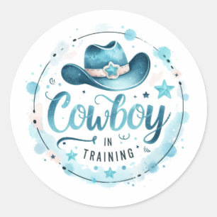 Sticker Rond Western Baby Boy Douche, Enfants Cowboy