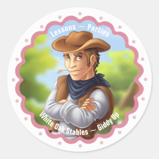 Sticker Rond Western Cowboy