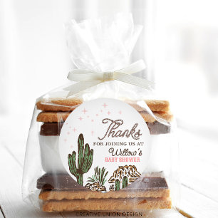 Sticker Rond Western Cowgirl Baby shower Favoriser