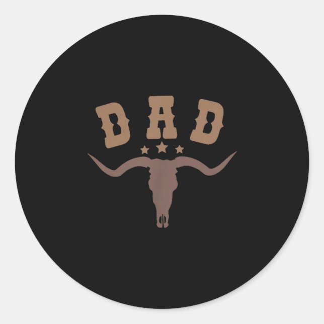 Sticker Rond Western Dad First Second Birthday Cowboy Family Ma (Devant)