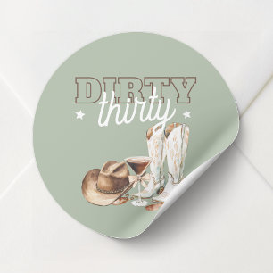 Sticker Rond Western Dirty Thirty Cowgirl 30th Birthday Party