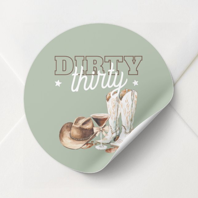 Sticker Rond Western Dirty Thirty Cowgirl 30th Birthday Party (Western Dirty Thirty Cowgirl 30th Birthday Party Classic Round Sticker)