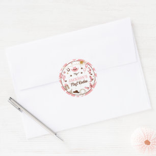 Sticker Rond Western Premier Rodéo fille 1er Anniversaire rose