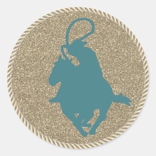 Sticker Rond Western Rodeo Cowboy Cowgirl Roping (Devant)