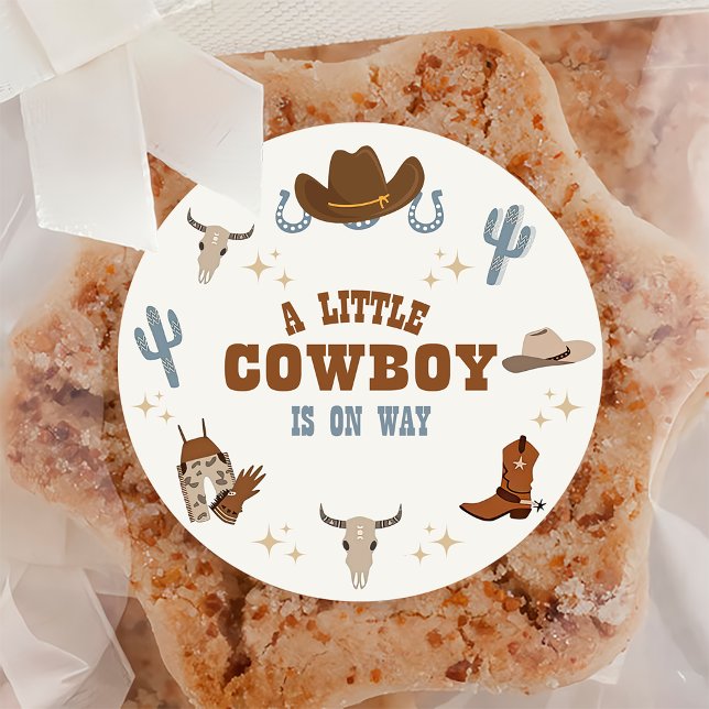Sticker Rond Western Rodeo Little Cowboy Baby shower (Créateur téléchargé)
