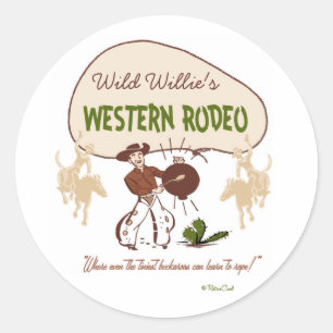 Sticker Rond "Western Rodeo" rétro