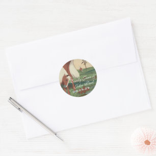 Sticker Rond Western Saddle Rustic Horse Mariage