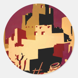 Sticker Rond Western Southwest Pueblo WPA National