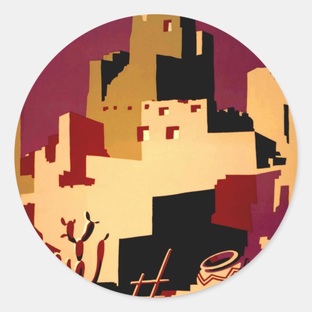 Sticker Rond Western Southwest Pueblo WPA National (Devant)